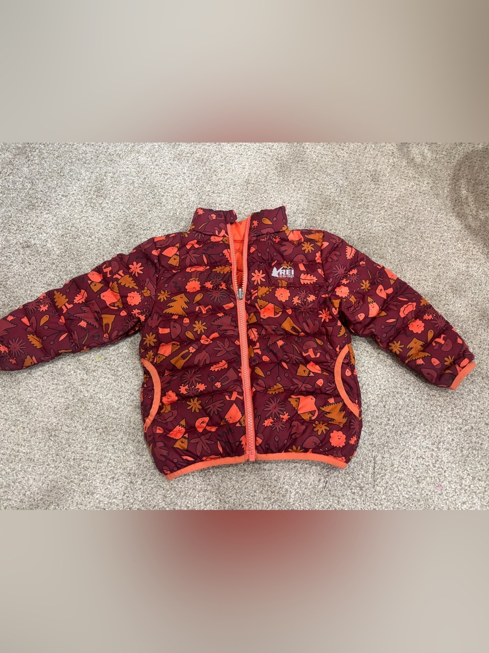REI Reversible 650 Fill Power Down Toddler Jacket Size 3T Forest Nature Print